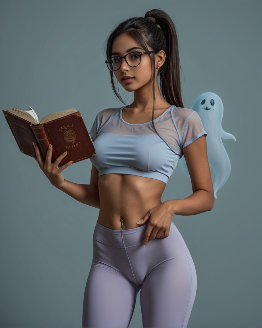 Vidya the Ghost Science Geek AI image